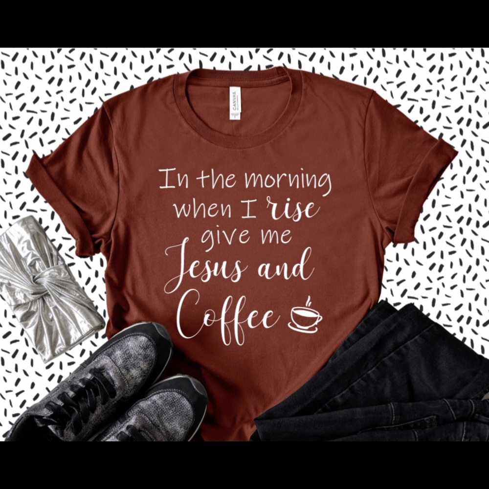 Jesus and Coffee Rust Bella Canvas Tee